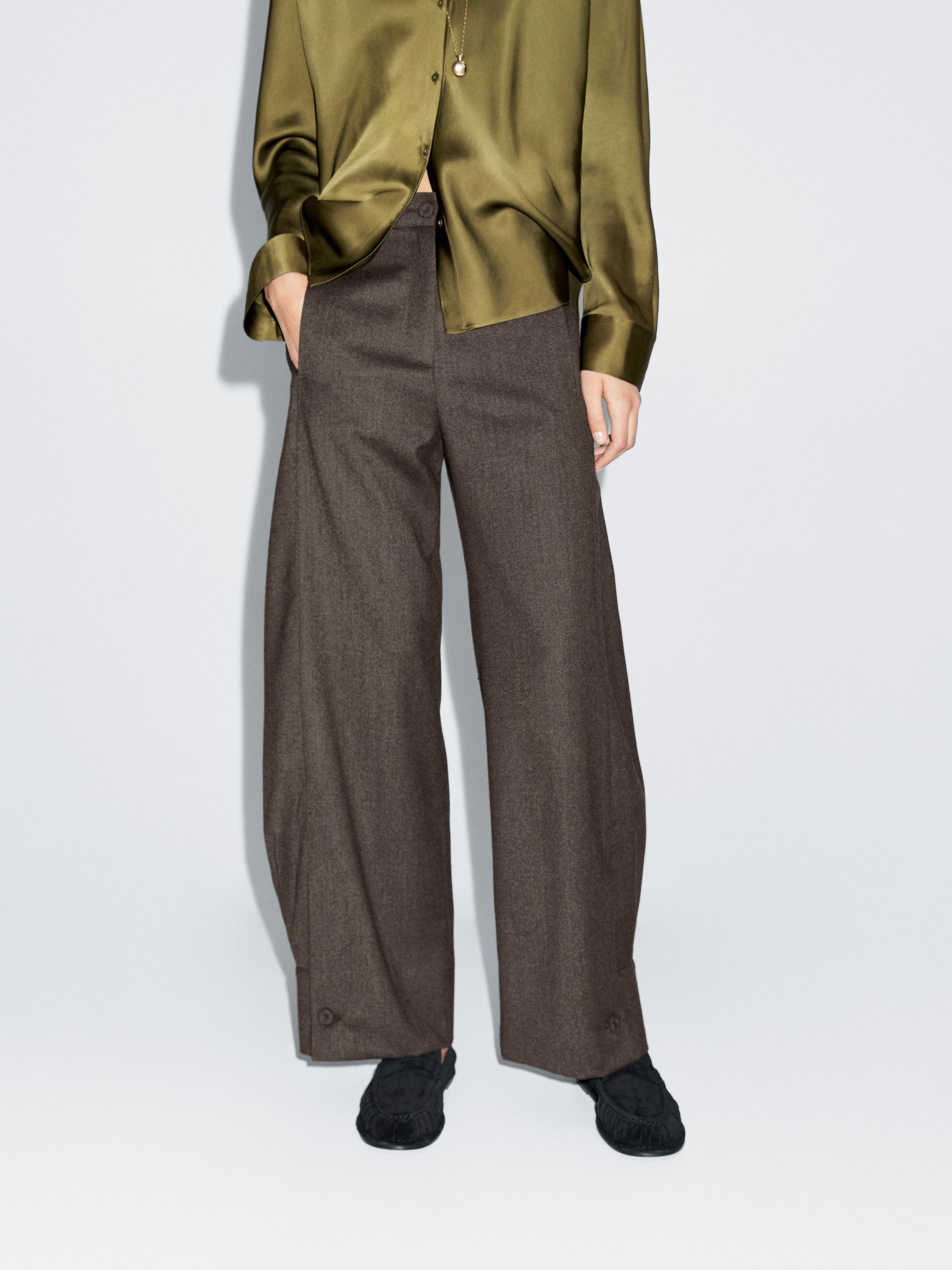 100% wool barrel fit trousers